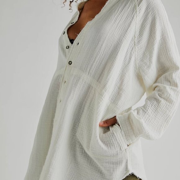 Free People We The Free Summer Daydream Buttondown L White - Picture 3 of 6